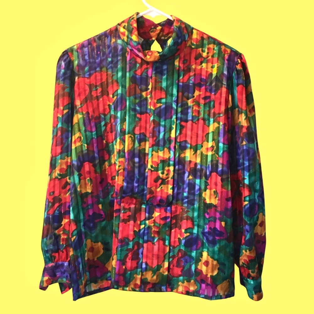 Vintage PS Illustrations Silky Rainbow Secretary Blouse
